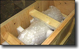 custom made shipping crate with foam and bracing for maximum protection during shipping